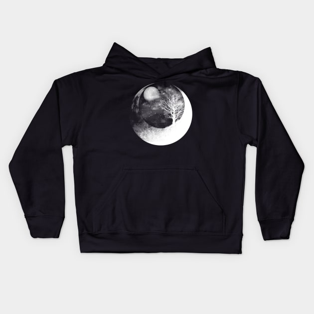 Light Side of the Moon Kids Hoodie by Not Meow Designs 